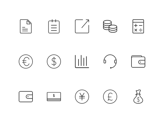 29個金融外彙單色ICON圖标